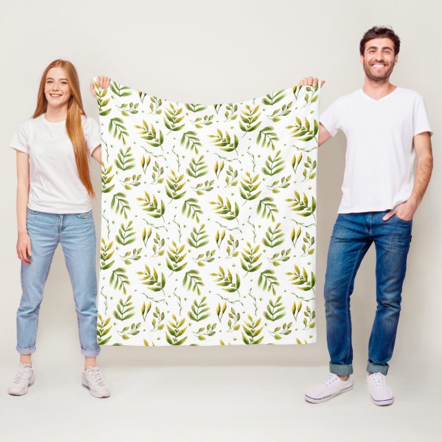 Modern Leaf Design Fleece Blanket (In Situ)
