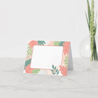 Modern leaf design in green and peach shades thank you card