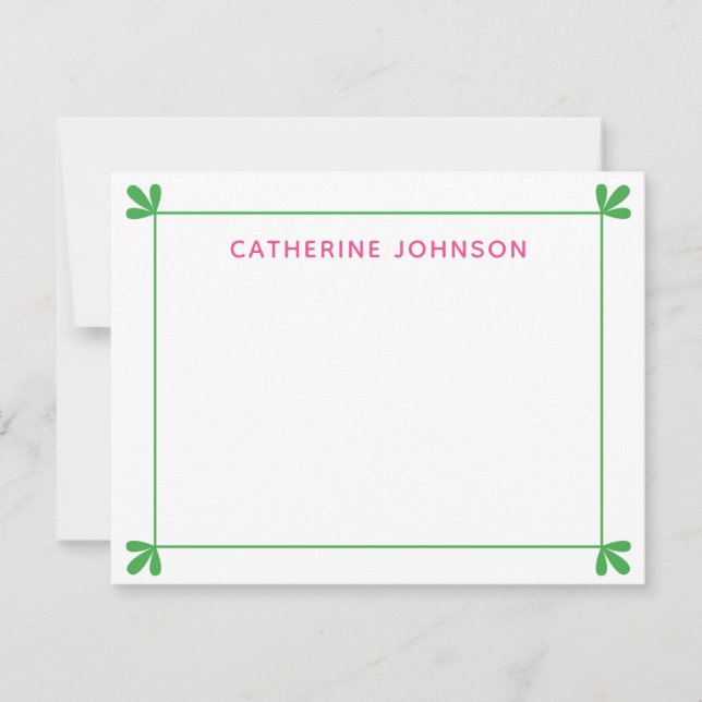 Modern Leaf Embellished Frame Personalized Card (Front)
