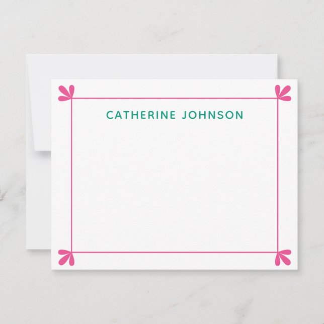 Modern Leaf Embellished Frame Personalized Card (Front)