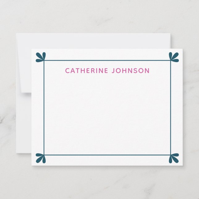 Modern Leaf Embellished Frame Personalized Card (Front)