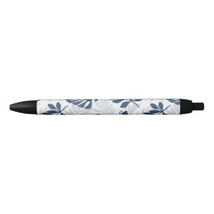 Modern leaf pattern black ink pen