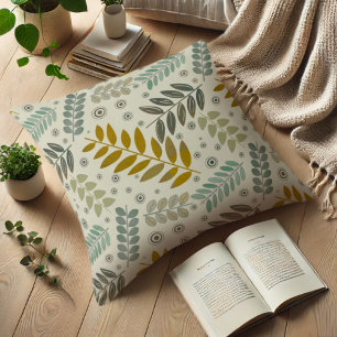 Modern Leaf Pattern Colourful Pretty Inspirivity Throw Pillow