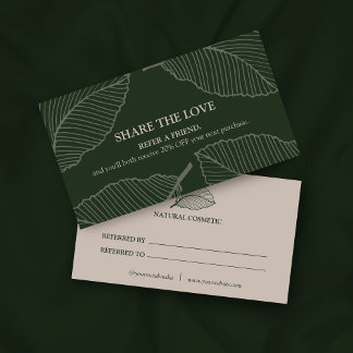 Modern Leaf Pattern Logo Business Referral Card