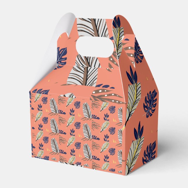 Modern Leaf Pattern Party Supplies Favor Box (Front Side)