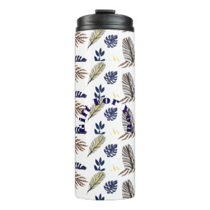 Modern Leaf Pattern Party Supplies Thermal Tumbler