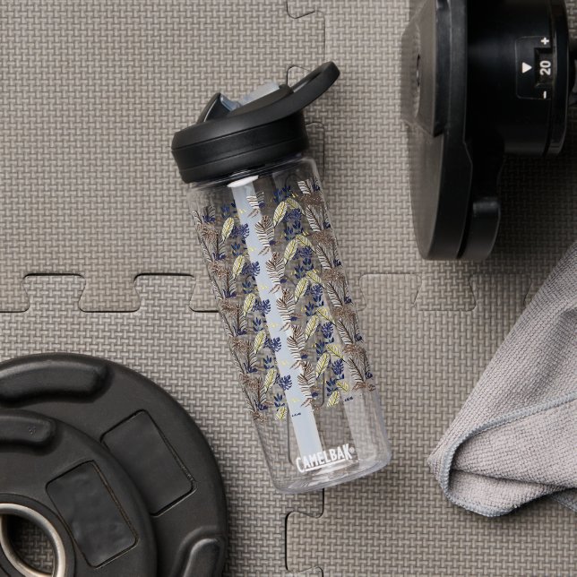 Modern Leaf Pattern Party Supplies Water Bottle (Gym)