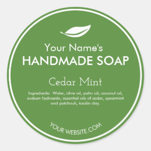 Modern Leaf Personalized Soap Labels Round Colour