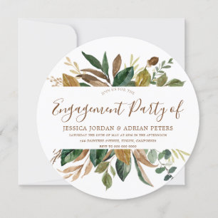 Modern Leaf Wreath Rustic Fall Engagement Party Invitation