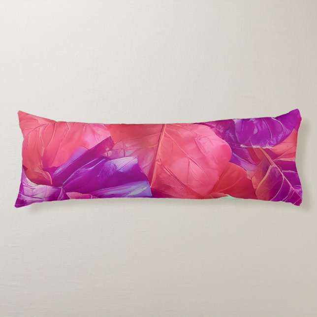 Modern Leafy Design Pattern Body Pillow (Front)