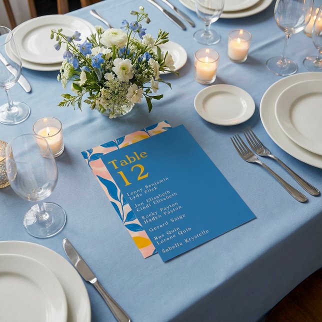 Modern Leafy Lithograph table number seating chart (Modern Leafy Lithograph table number seating chart.)