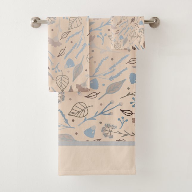 Modern Leafy Trendy Bath Towel Set (Insitu)
