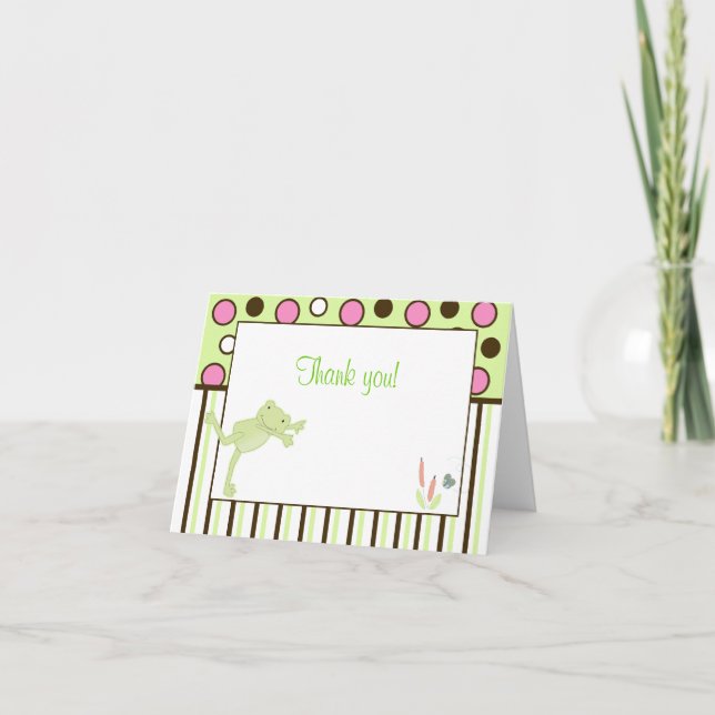 Modern Leap Frog Trendy Note Card Thank you note (Front)