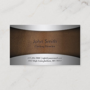 Modern Leather Casting Director Business Card