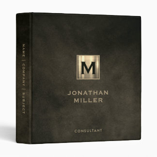 Modern Leather Gold Monogram Binder