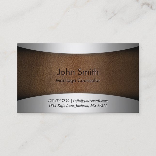 Modern Leather Marriage Counseling Business Card (Front)