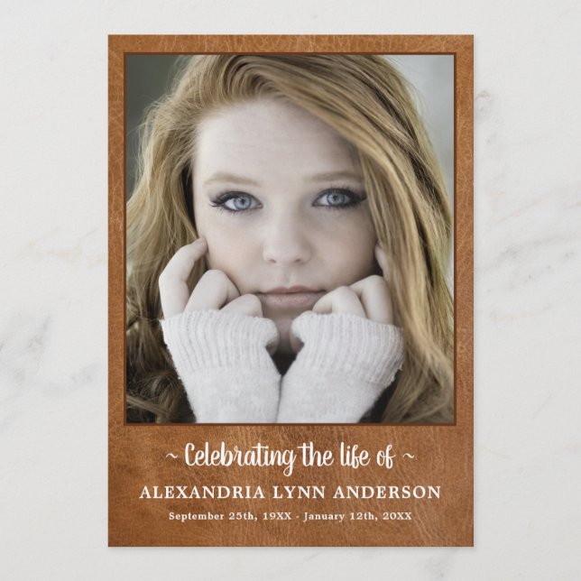 Modern Leather Memorial Order Of Service Funeral Program (Front)