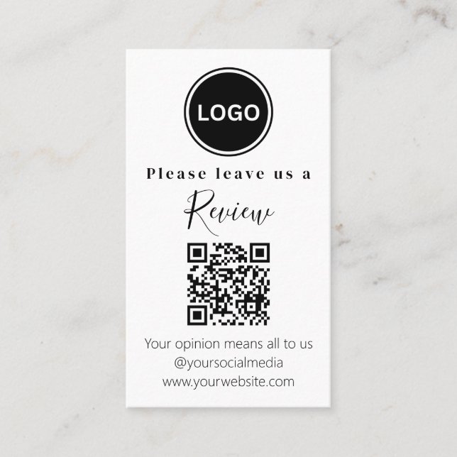 Modern | Leave us a review | QR code Business Card (Front)
