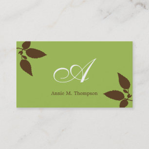 Modern Leaves Business Cards - Green/Cocoa