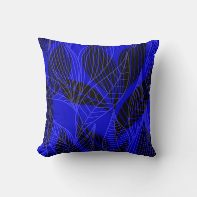 Modern Leaves by Cheryl Daniels | cobalt Throw Pillow (Front)