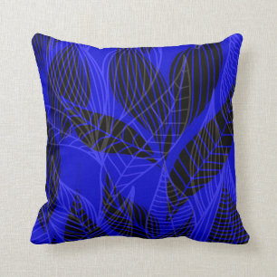 Modern Leaves by Cheryl Daniels   cobalt Throw Pillow
