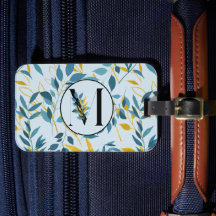 Modern Leaves Navy Gold "Letter M"