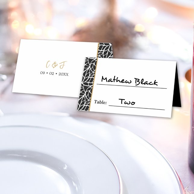 Modern Leaves Pattern Border Place Card (Modern Leaves Pattern Border Place Card)