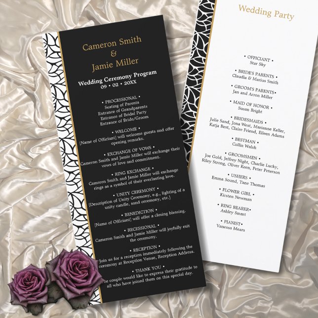 Modern Leaves Pattern Border Wedding Day Program (Modern Leaves Pattern Border Wedding Day Program)
