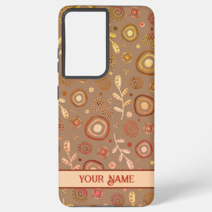 Modern Leaves Pattern Trendy Personalize Name Samsung Galaxy Case