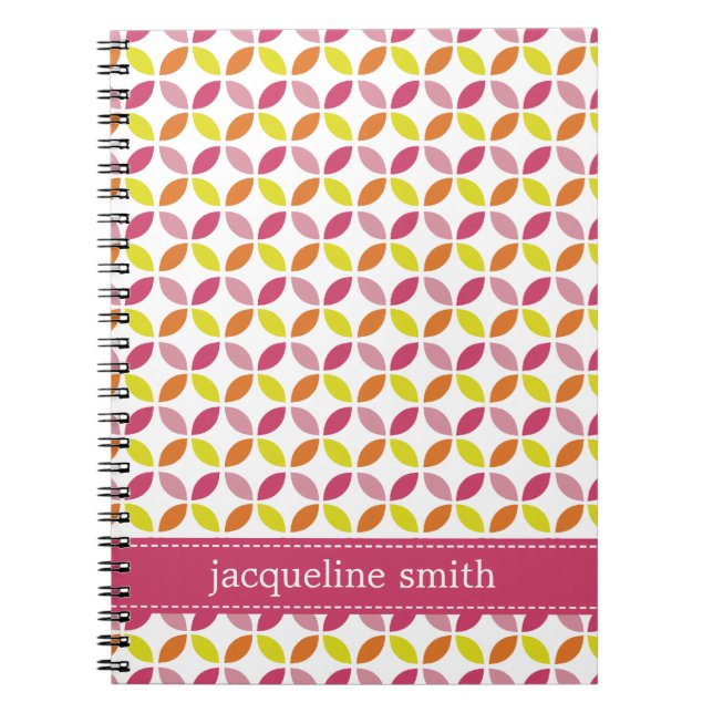 Modern Leaves Personalized Notebook - Pink (Front)