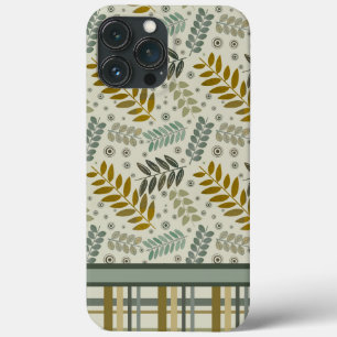 Modern Leaves Plaid Pattern Inspirivity  iPhone 13 Pro Max Case