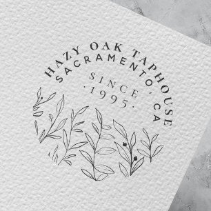 Modern Leaves & Twigs Small Business Logo Self-inking Stamp