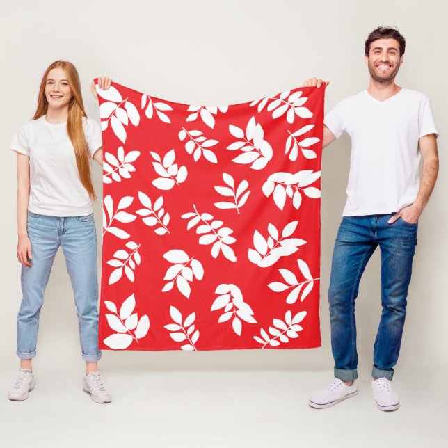 Modern Leaves With Customizable Background Colours Fleece Blanket (In Situ)