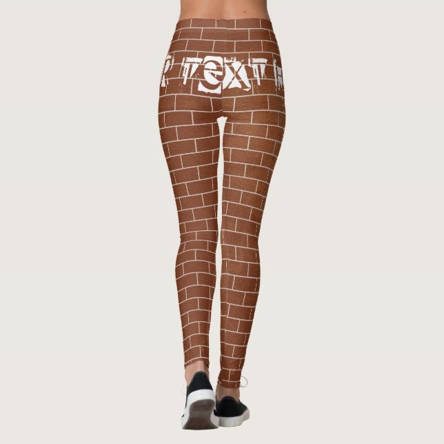 Modern Leggings Brick Wall Design and Custom Text (Back)