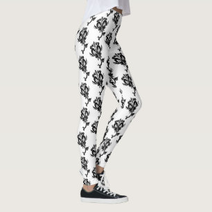 Modern Leggins with Black Roses Leggings
