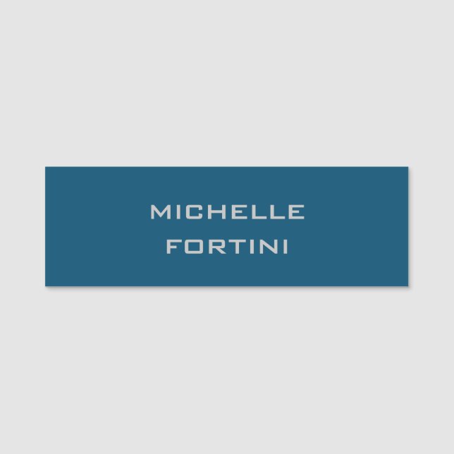 Modern Legible Name Plain Ocean Blue Name Tag (Front)