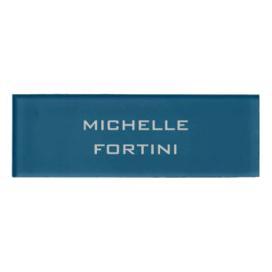 Modern Legible Name Plain Ocean Blue Tag
