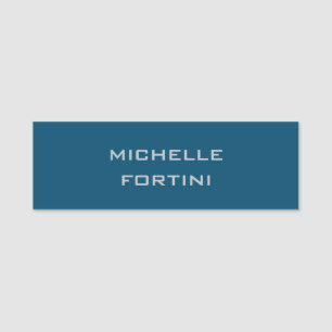 Modern Legible Name Plain Ocean Blue Tag