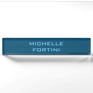 Modern Legible Name Plain Ocean & Sky Blue Nameplate