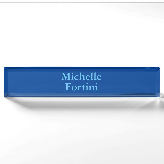 Modern Legible Name Plain Sky & Deep Blue Nameplate (Front)