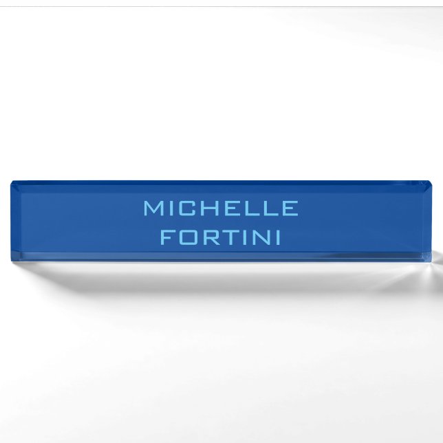 Modern Legible Name Plain Sky & Deep Blue Nameplate (Front)