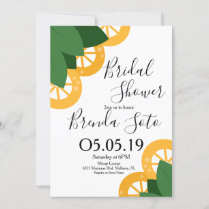Modern Lemon and Leaves Bold Wedding Bridal Shower Invitation