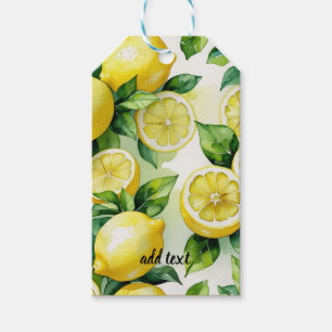 Modern lemon blue floral script bridal shower gift tags