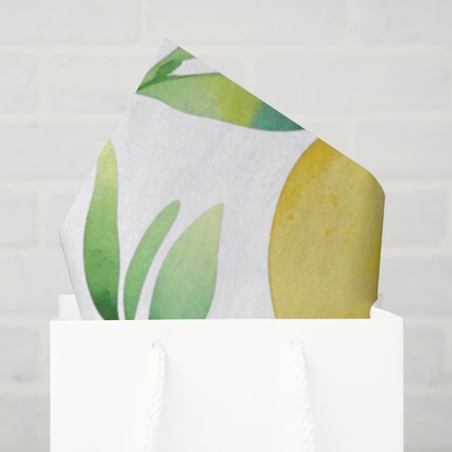 Modern lemon blue floral script bridal shower tissue paper (Gift Bag)