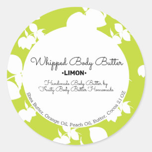 Modern Lemon Body Butter Bath Branding Packaging Classic Round Sticker