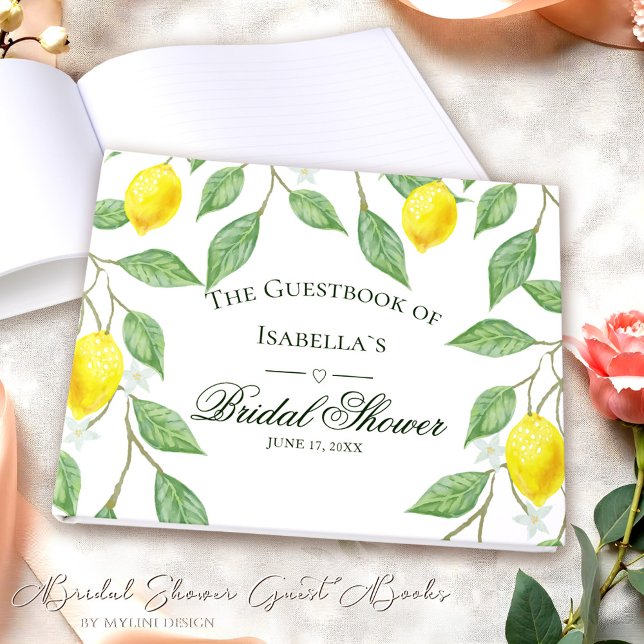 Modern Lemon Boho Summer Bridal Shower Guest Book (Creator Uploaded)