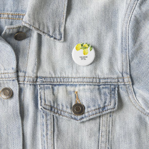 Modern Lemon Branch Baby Shower 1 Inch Round Button