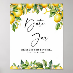 Modern Lemon Citrus bridal shower Date Jar Game Poster