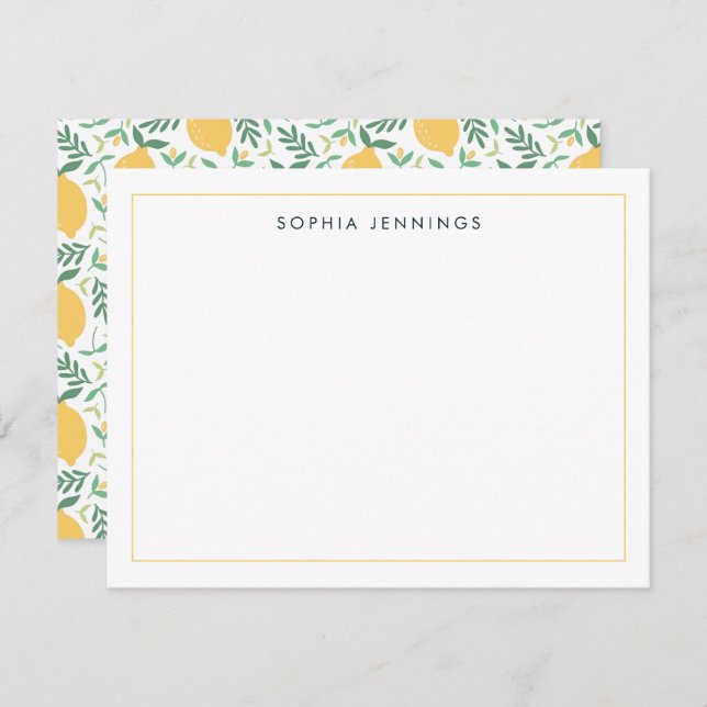 Modern Lemon Citrus Fruit Summer Spring Yellow Card (Front/Back)