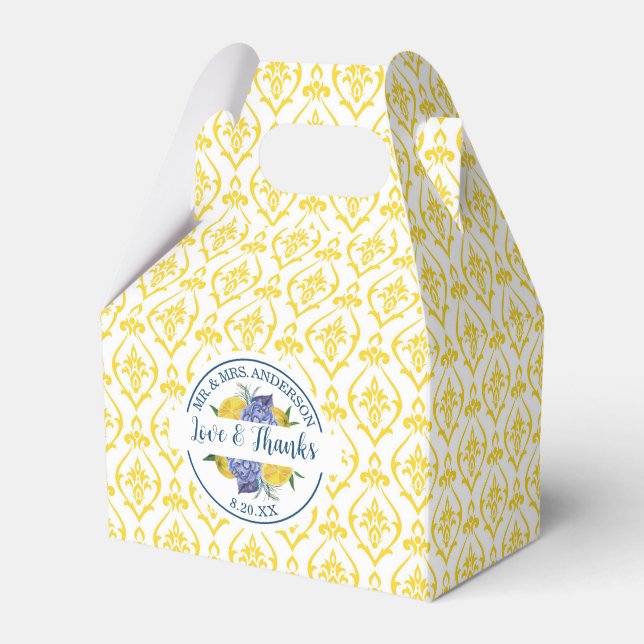 Modern Lemon Citrus Summer Wedding  Favor Box (Front Side)